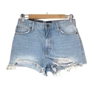 BDG New! Girlfriend High Rise Shorts Light Wash Denim Distressed Summer 27